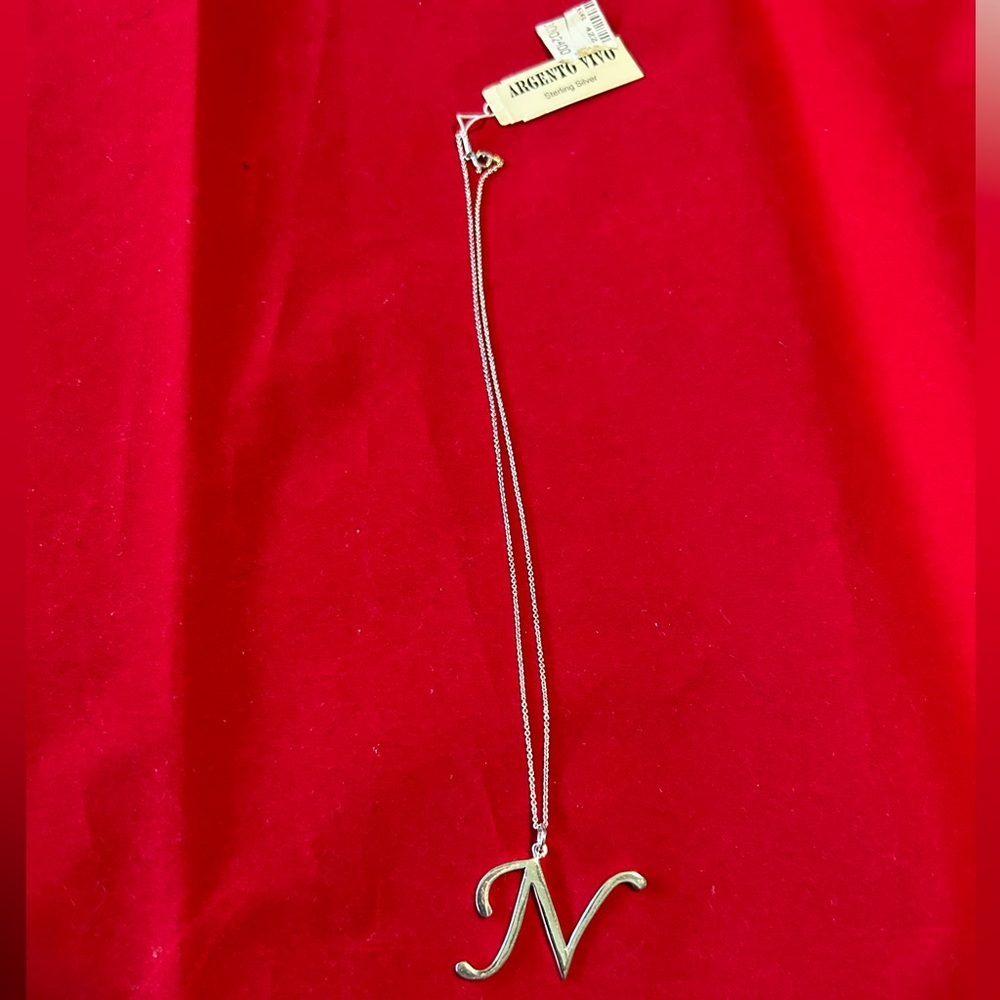Argento Vivo Sterling Silver “N” Pendant Necklace